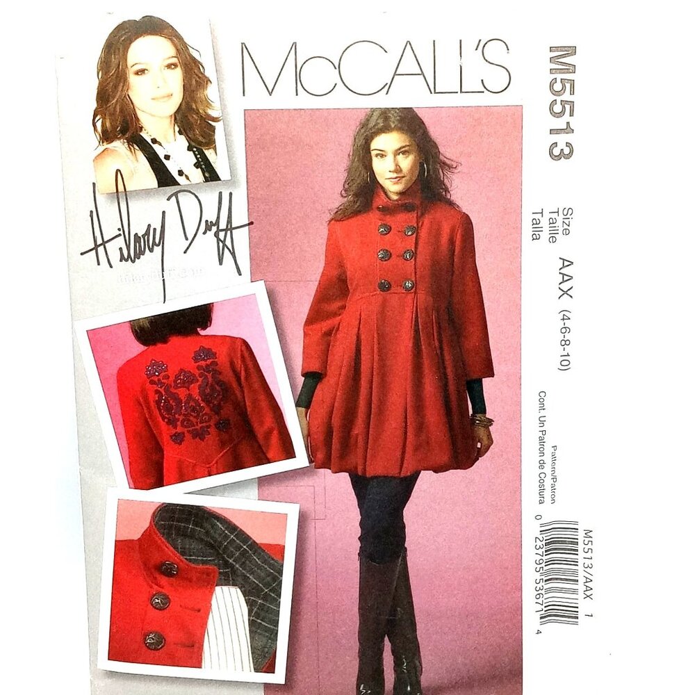 2007 McCalls 5513 Hillary Duff Coat Sewing Pattern AAX Uncut City Chic